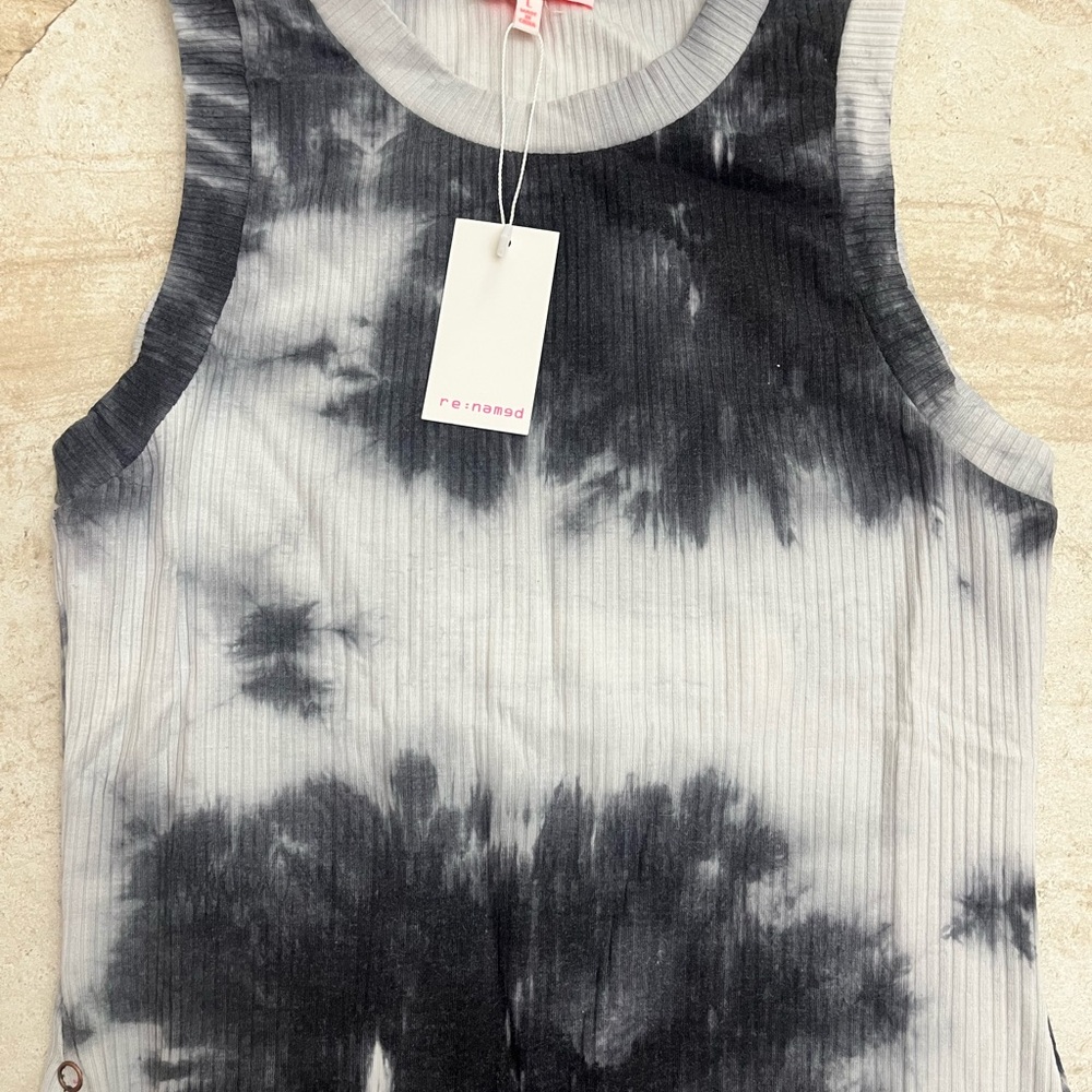 re:named Black and Gray Tie-Dye Women's Dress